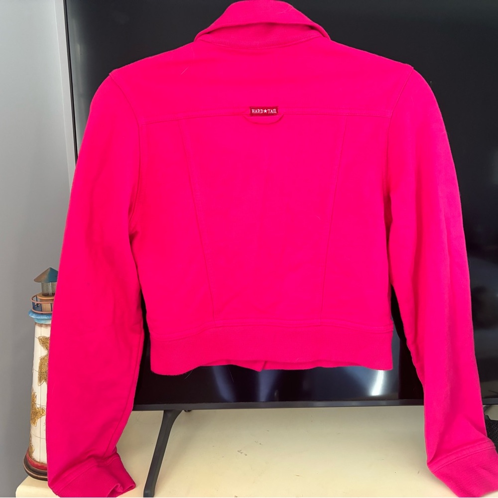 Hard Tail Forever Cropped Button Front Bright Pin… - image 2